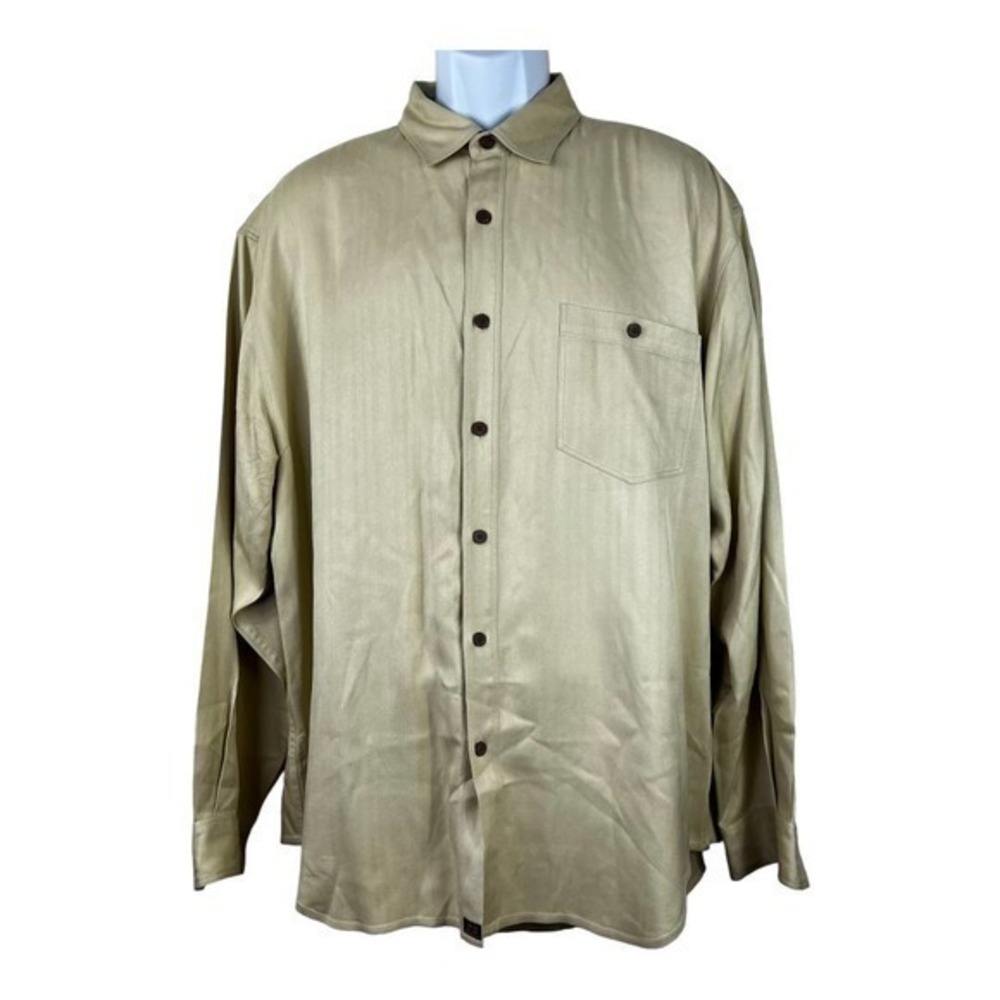 Tommy Bahama Men Casual Shirt Buttons Down Tan size L